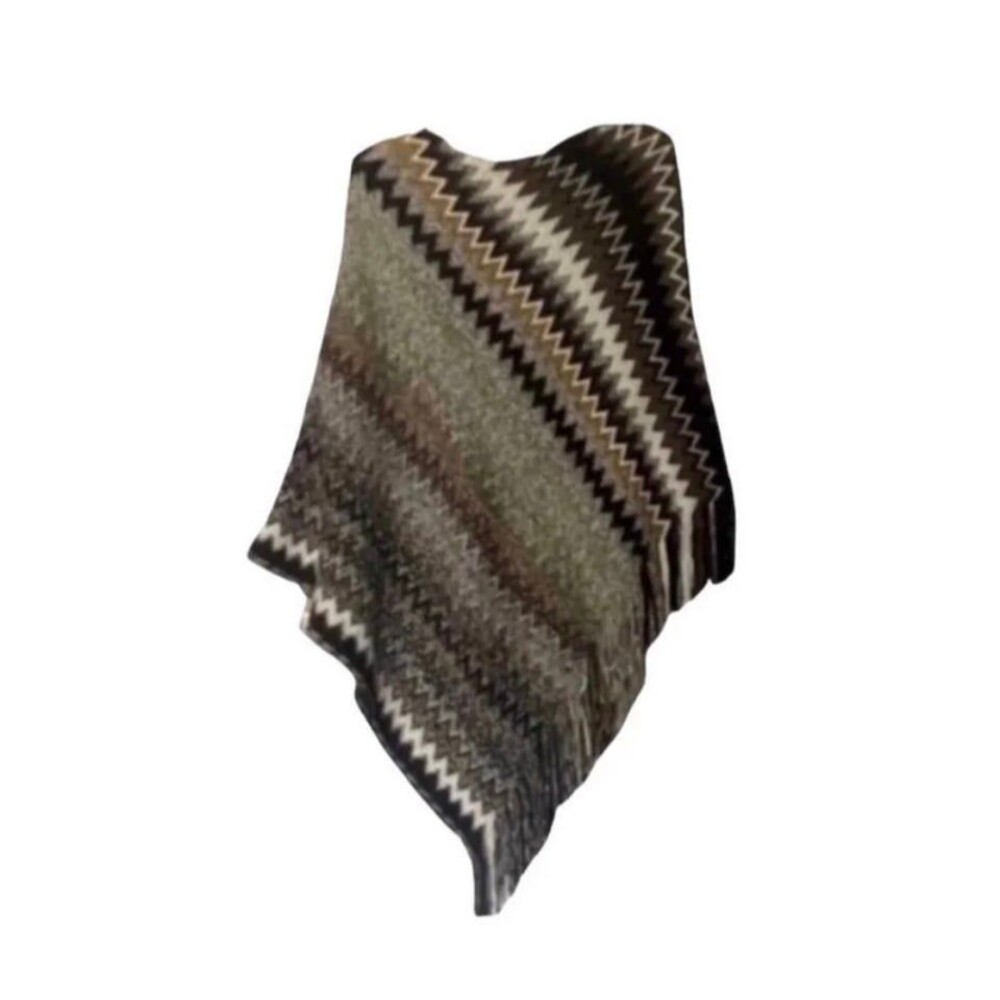 Life Is Beautiful Brand ZigZag Fringe Poncho One Size Flattering Slimming